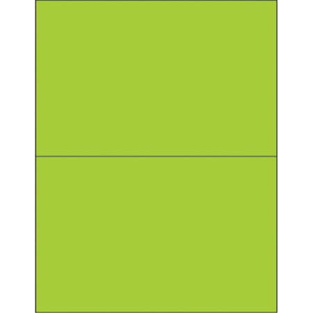 Officespace 8.5 x 5.5 in. Fluorescent Green Rectangle Laser Labels, 200PK OF2536995